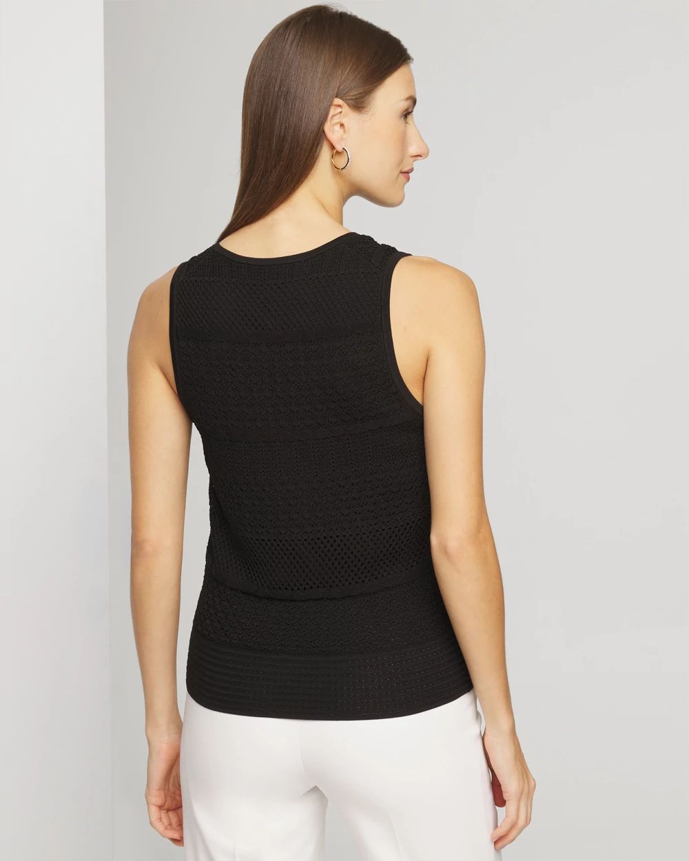 Stretch Cotton Pointelle V Neck Sleeveless Brami Tank
